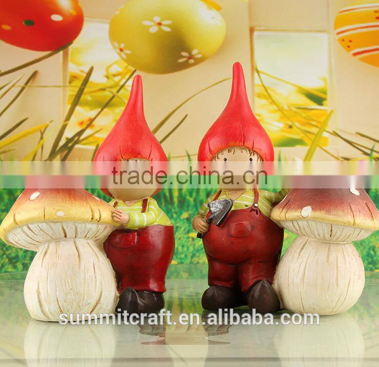 Mushroom brothers antique polyresin sweet miniature people set
