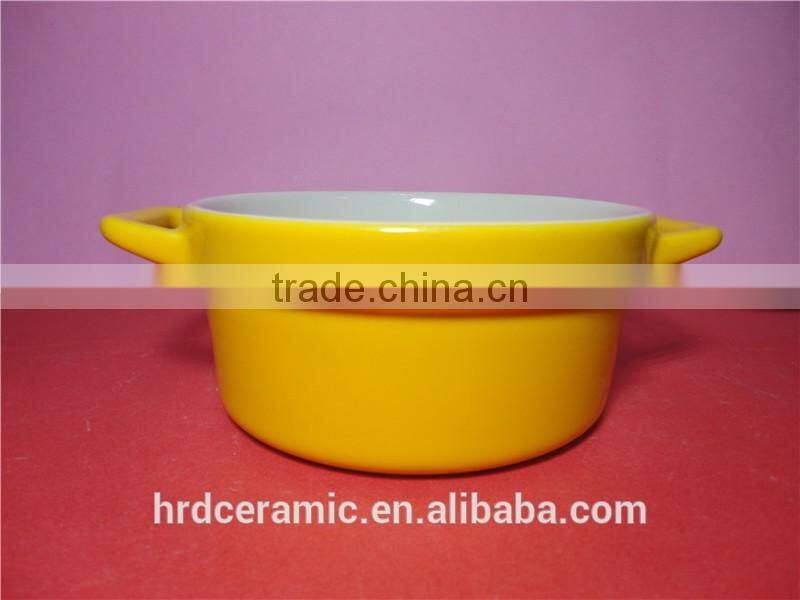 Stocked korean style colorful yellow high ceramic soup pot