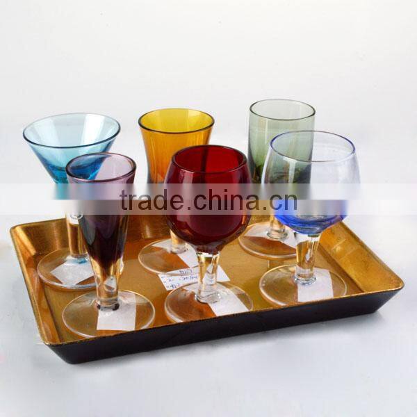 2016 newest machine made mini shot clear glass golden decal with PVC