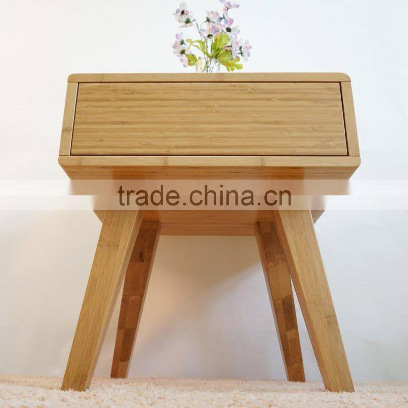 Home bamboo furniture living room corner sidetable with drawer
