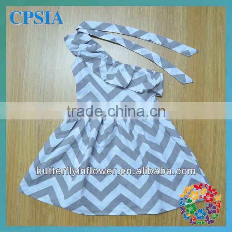 2013 Wholesale girl chevron dress cotton party dresses for 3 year old girl one shoulder chevron baby dress