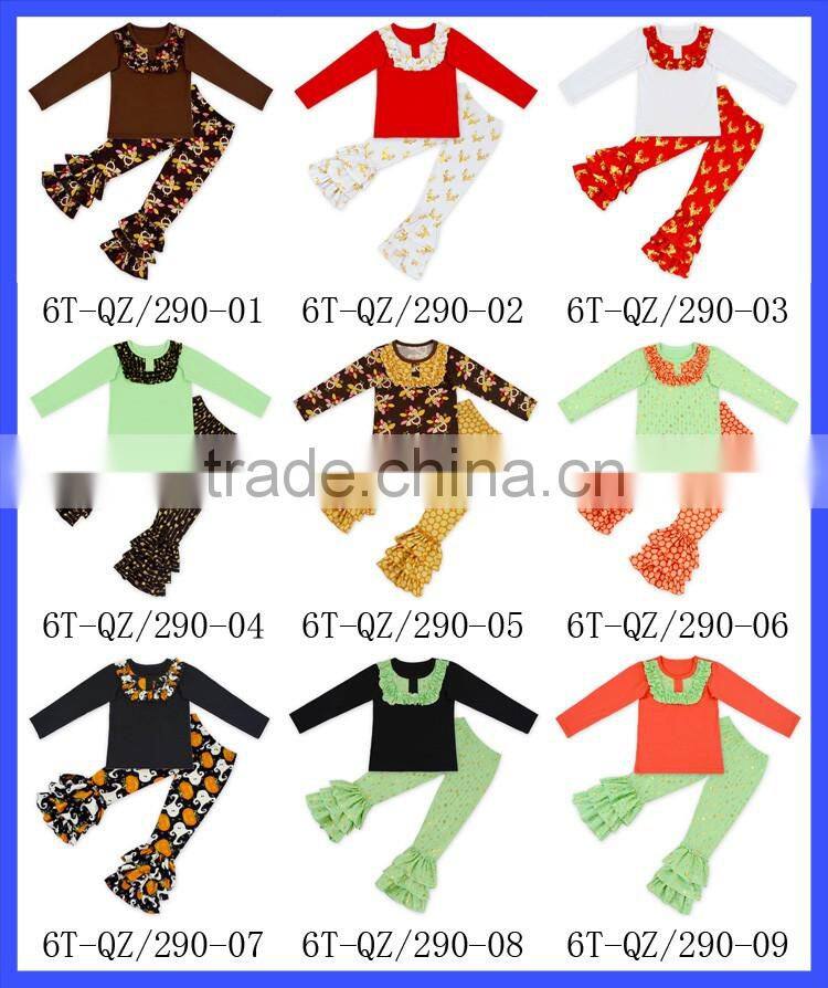 Best Selling Fall Chic Halloween Patterns Baby Leggings Wholesale Triple Ruffle Icing Baby Leggings