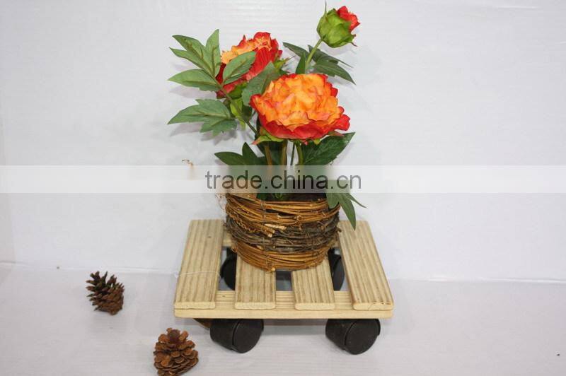 square wooden flower trolley