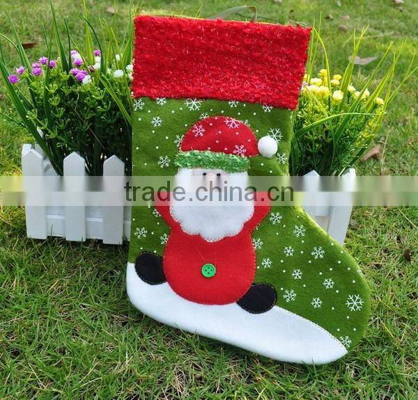 New premium reindeer snowman Santa Claus embellished polyester Xmas sock hangers felt animated Christmas stocking for holiday