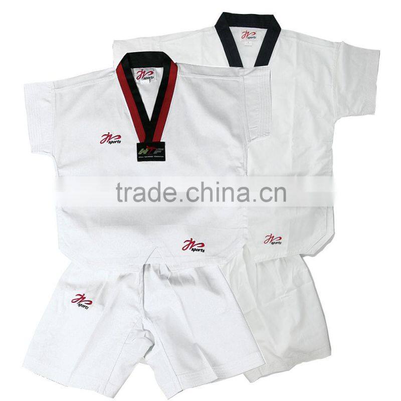 Wholesale OEM logo good quality 100% cotton short sleeve taekwondo uniform