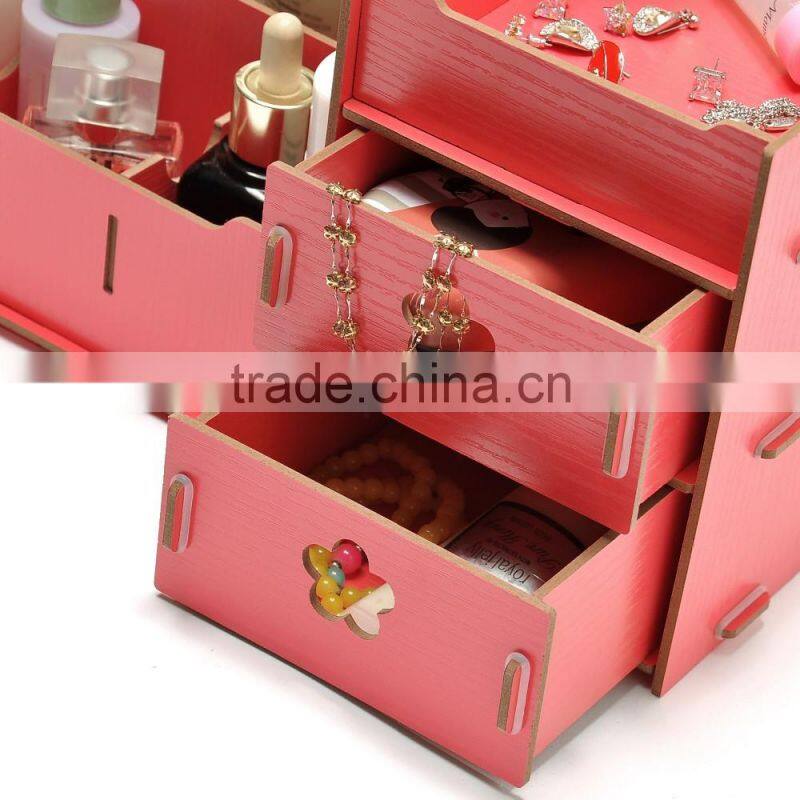 The desktop wooden makeup box Korean DIY cosmetics containing wood cosmetic organizer