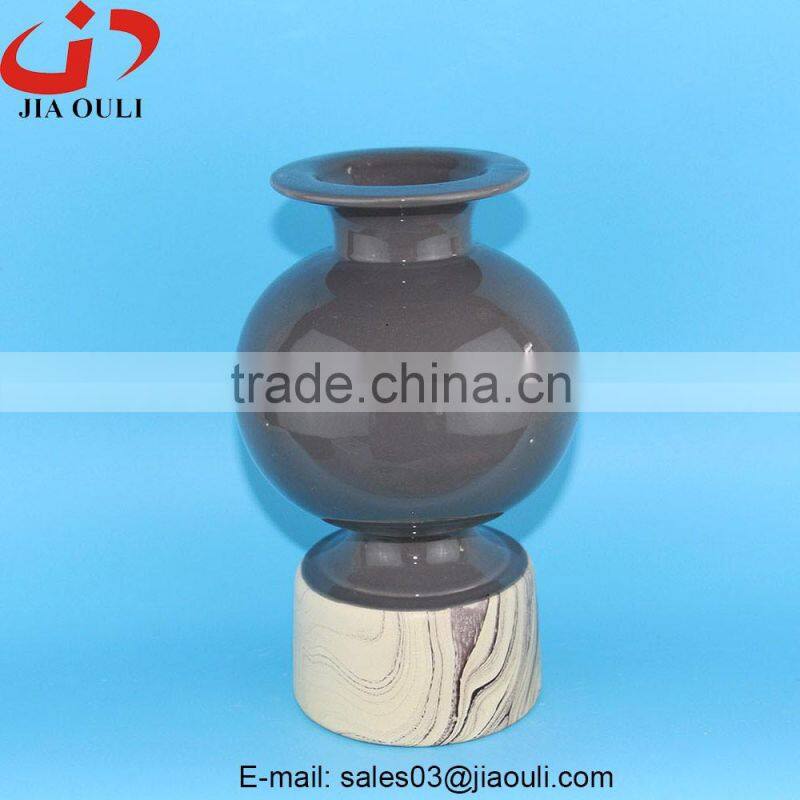NEW design color and wood grain ceramic flower vase for home decoration
