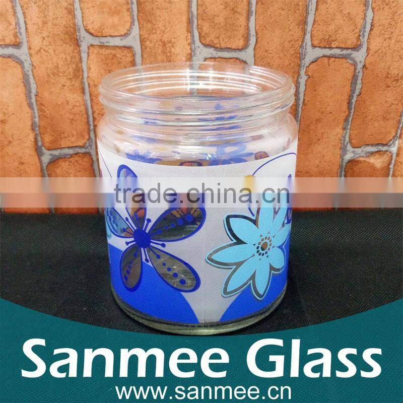 High Quality Decal Thermal Transfer Glass Storage Jar With Lid