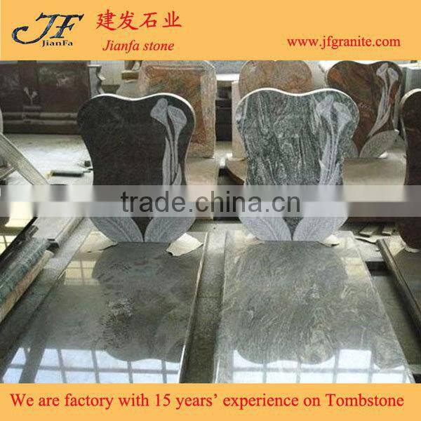 Different Colors Flower Granite Carved Beautiful Gravestone