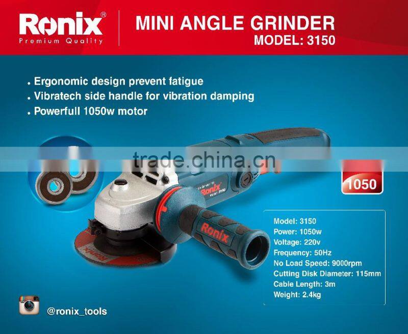 RONIX POWER TOOLS MINI ANGLE GRINDER 115MM 1050W MODEL 3150 PREMIUM QUALITY