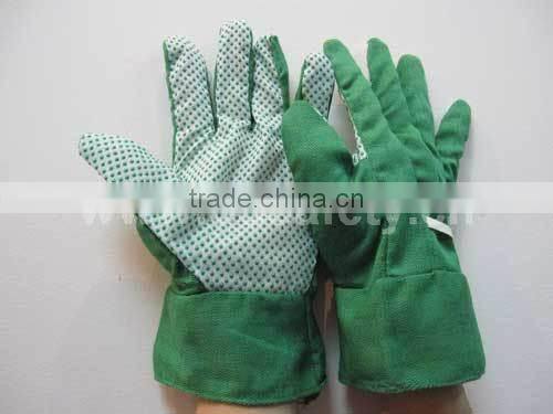 DDSAFETY 2017 High Quality Green Dots Cotton Gardening Working Gloves