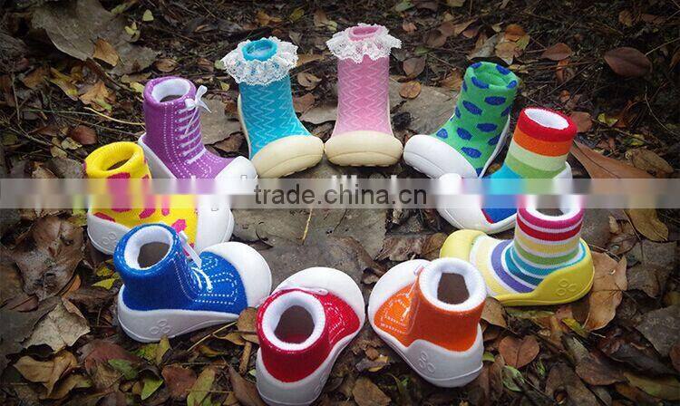 New trend of baby socks shoes baby toddler shoes slip model softy walking sock shoes