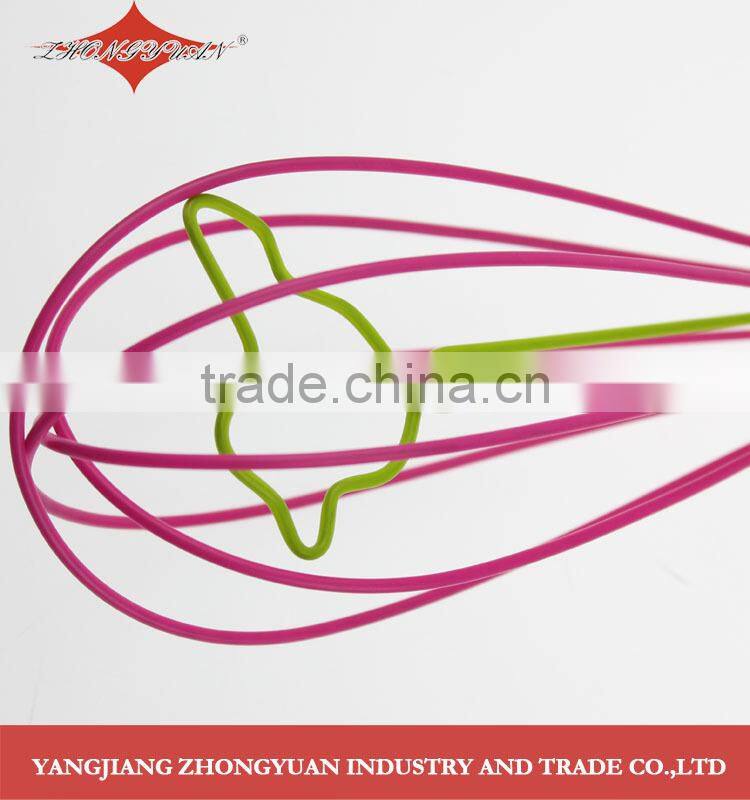 12-inch colorful silicone coated wires egg whisk with stainless steel handle