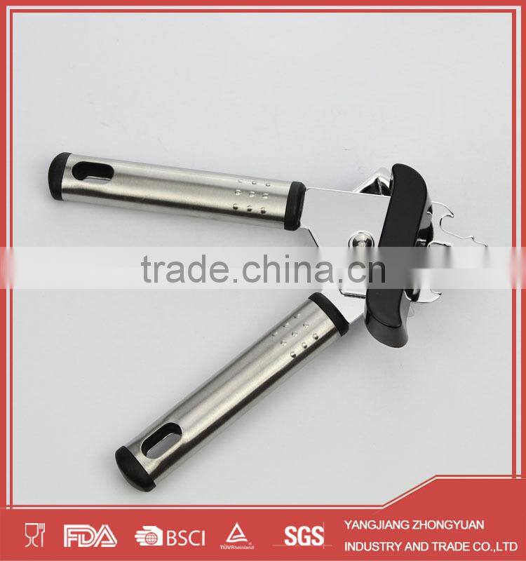 Metal head can opener and bottle opener with stainless steel handle