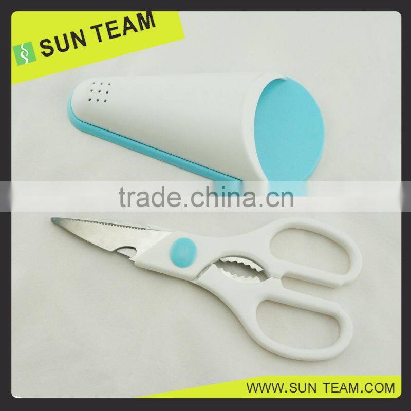 SK023 8-1/4" FDA certificated magnetic cover kitchen scissor with bottle opener