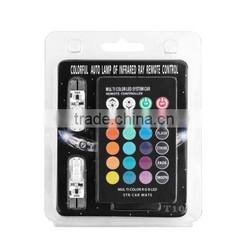 T10/W5W/168 LED Car RGB White Reading Light Interior Remote Control Bombillas