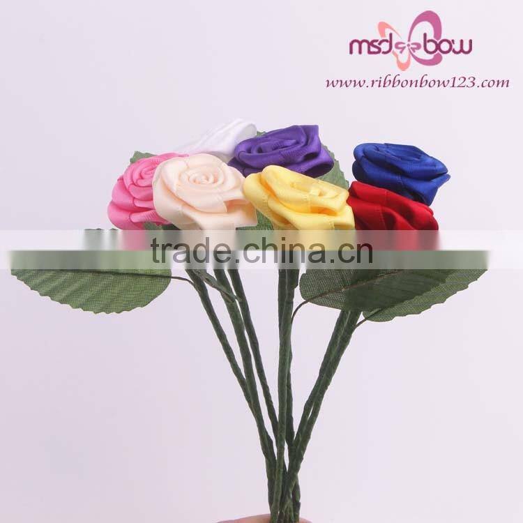 Cheap decorative satin ribbon roses artificial flowers wholesale