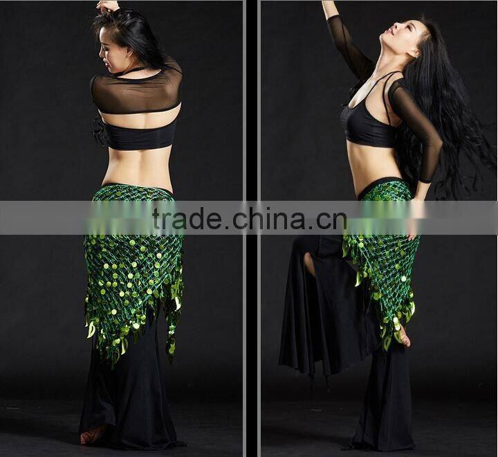 Tribal triangle crochet sequin hip shawl triangle belly dance hip scarf