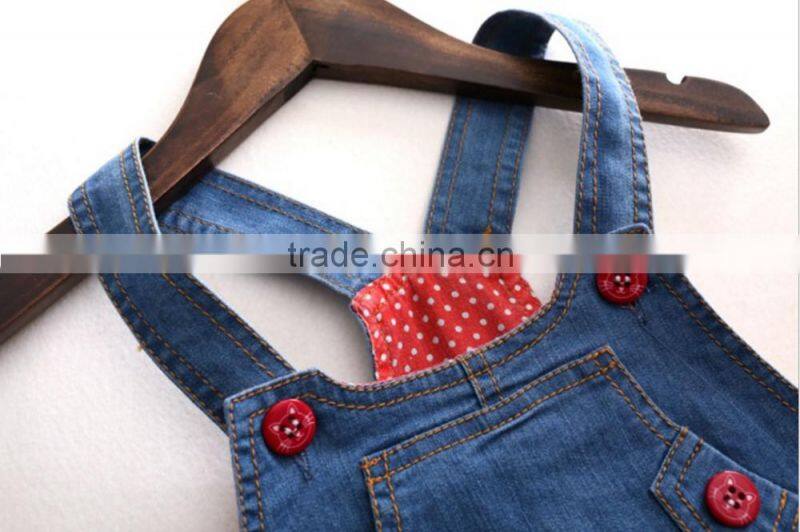 Polka Dot Belt Cartoon Cat Denim Dress