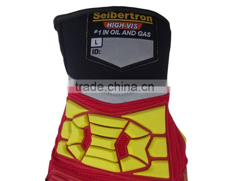 CE 3541 cut 5 silicone printed super grip rigger working gloves high impact protection rigging,high cut resistant safety gloves