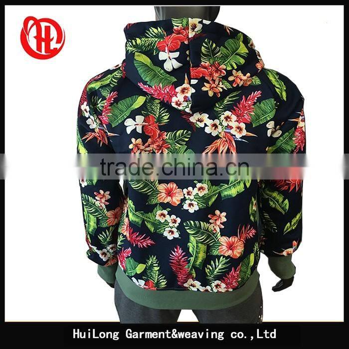 New style young men flower printing sleeve autumn hoody jacket