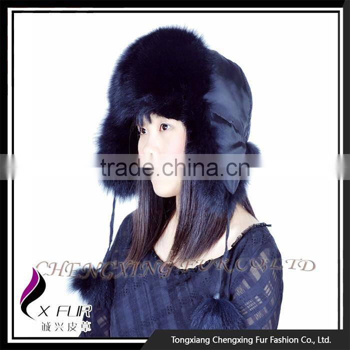 CX-C-38A Fashion Winter Fur Hat Genuine Quality White Ladies Fox Fur Hats