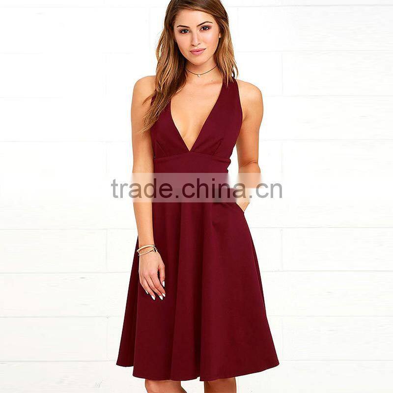 Maxnegio sexy women party wear deep v neck casual dress