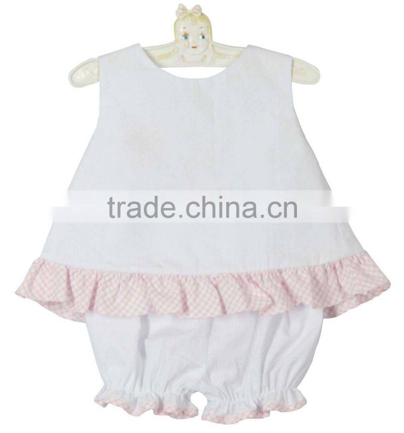 Latest fashion spanish floral boutique clothes two pieces baby ruffle gift set