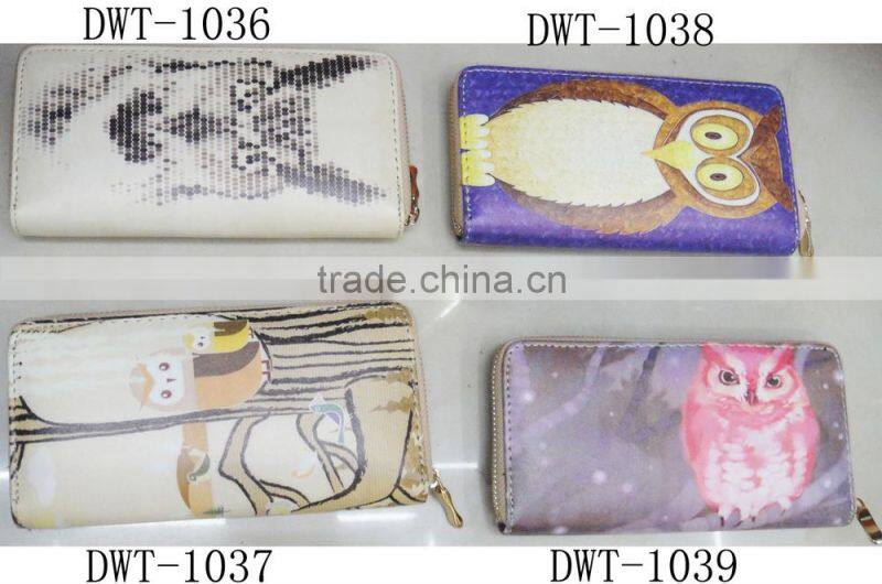 Fashion high quality PU stylish print owl wallet