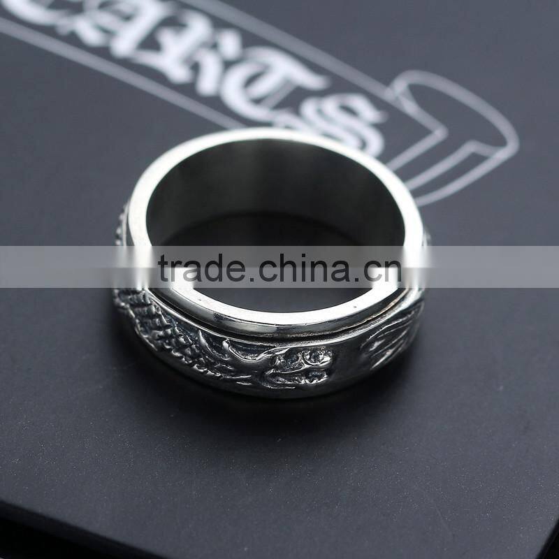 Fancy Chinese dragon design cool punk style brass / 925 sterling silver men's ring