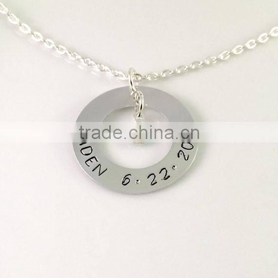 Silver Plated Necklace Gender Reveal, Baby Girl necklace, Baby Girl gift, Crystal , New Mom jewelry, Personalized Necklace