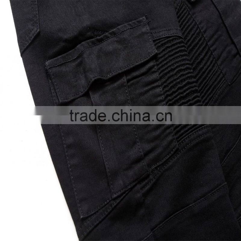 2016 Hot men's fashion men's jeans brand cyclists hole zipper jeans personality male personality beggar pants