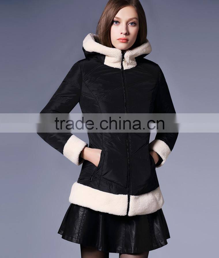 Ladies Fashionable Mid-long Hooded Quilting Jacket