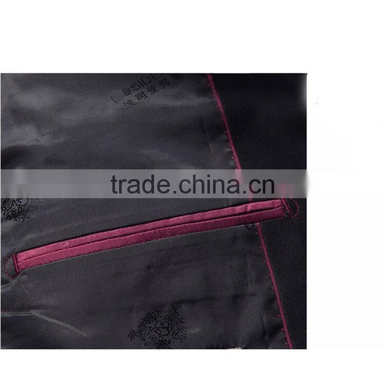 New Design Satin Trim Formal Business Black Men'S Fashion Suit Jacket