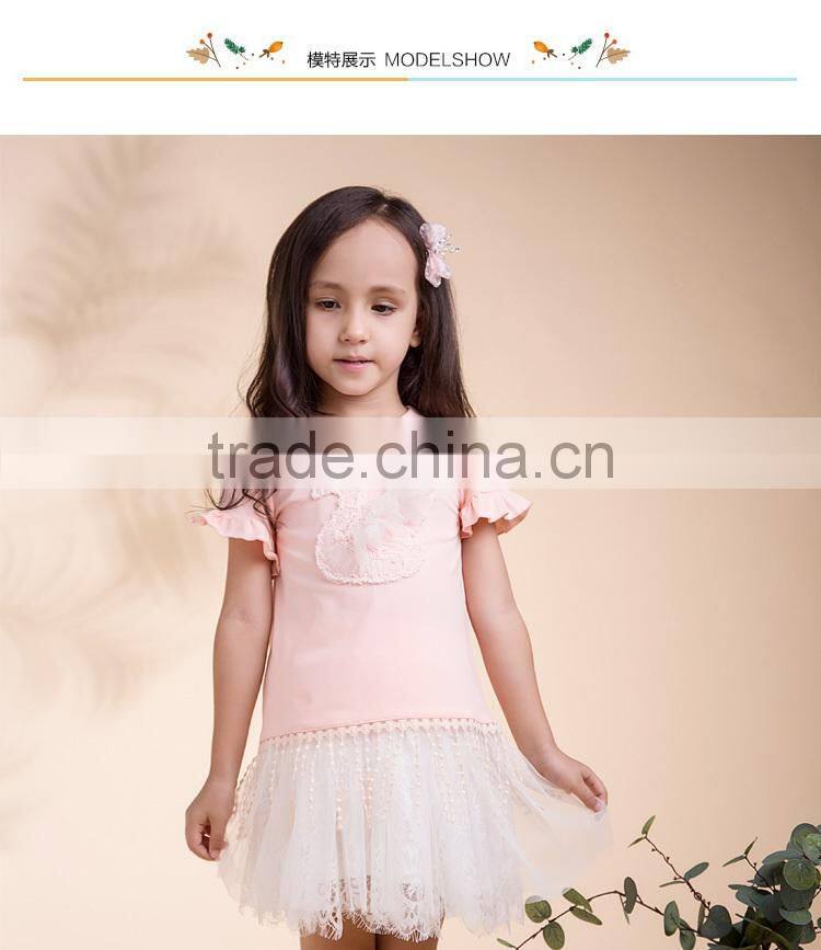 Summer Latest Designs Girls Ruffle Sleeve T Shirt With Lovery Embroidery Pattern