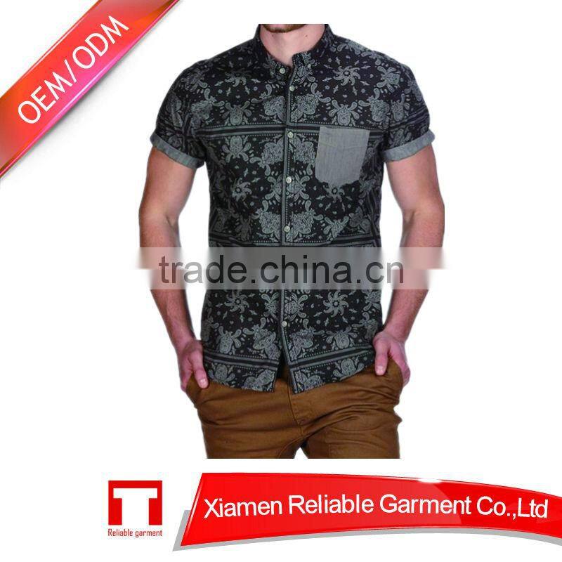 New fashion check pattern new design short sleeve men's casual shirt