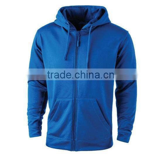 OEM hot sale custom100% polyester thick drawstring zipper-up plain hoodies
