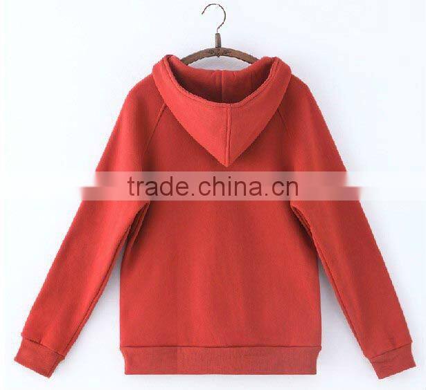 high quality hot sale bulk cotton women lovely pullover hooded jacket printed
