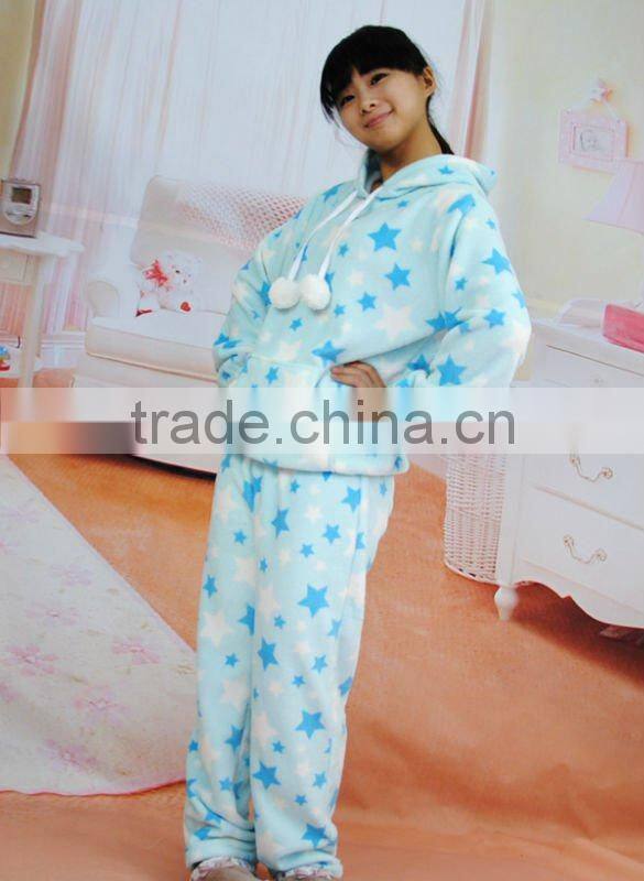 ladies' 100% polyester printed coral fleece pajama