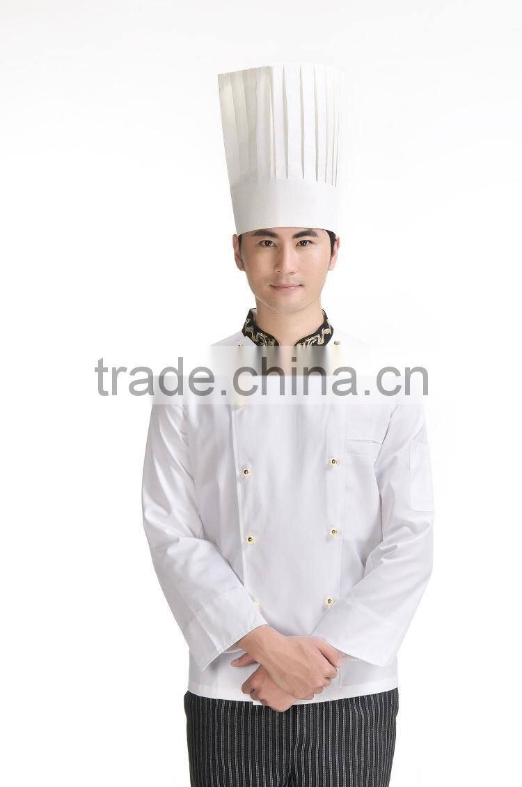 Juqian Cheap long sleeve white chef coat chef uniform sets with high hat