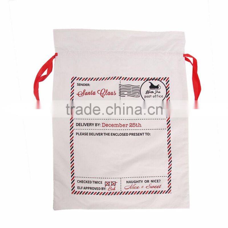 Wholesale drawstring Canvas Red Chevron Santa Sack