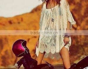 Gauze stiching Chiffon short sleeve blouse summer new design blouse