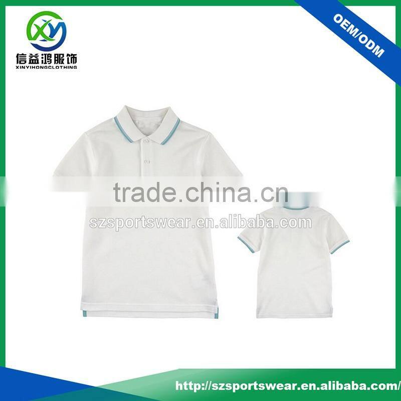 Plain White Combed Cotton Pique Fiber Customized Collar Polo Shirt For Kids