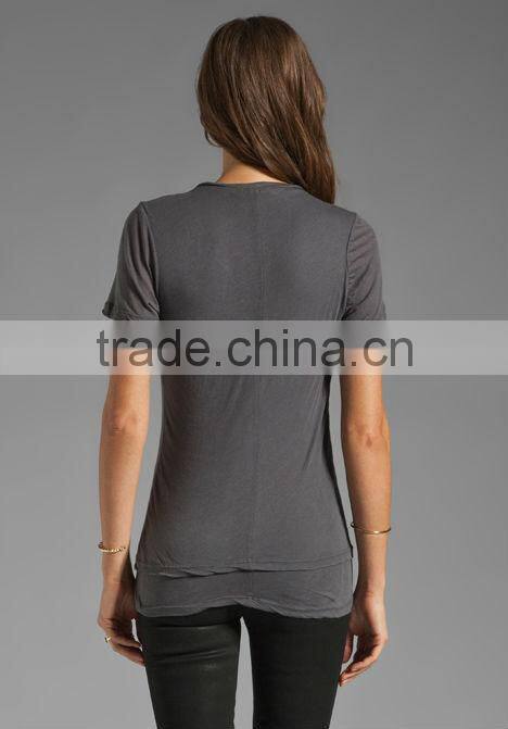 100% cotton double layered v neck dry fit sport t-shirt