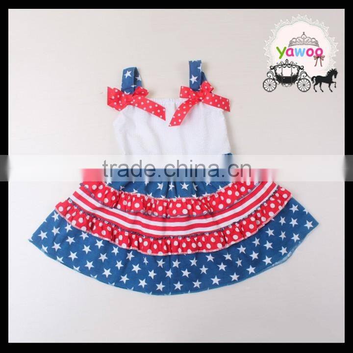 Yawoo 2016 latest navy polka dots july 4th smocked dress designs teenage girls