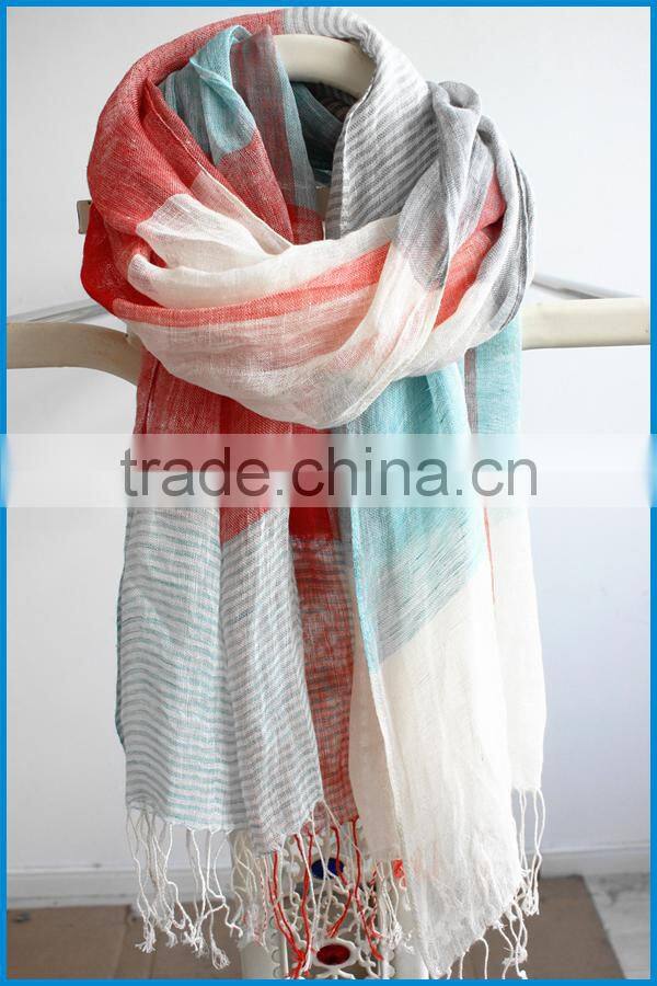 High quality lady's fashion linen cotton scarf manufacturer