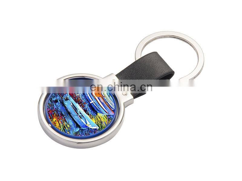 Wholesale Sublimation blanks PU Key Chain Rotating Circle YA124