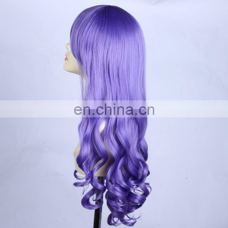 New cosplay Fashion Long Curly Dark Blue wig