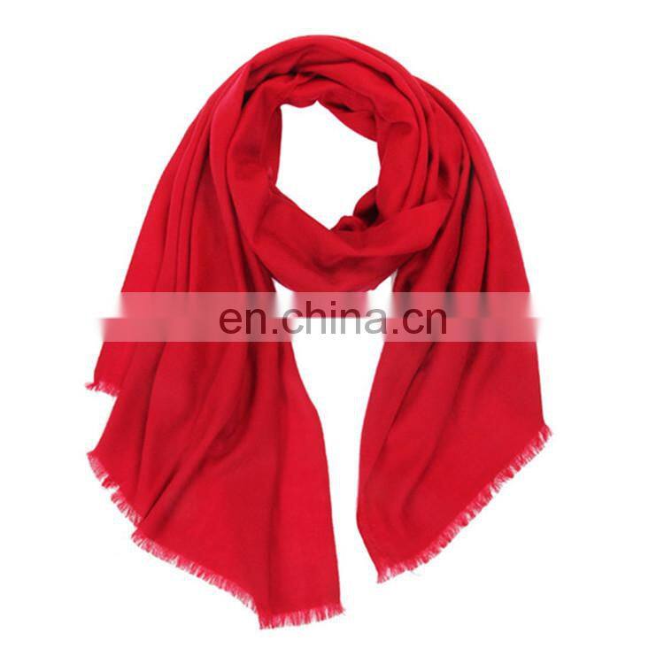 100% mercerized wool twill weave plain color shawl worsted wool autumn winter ladies warm scarf