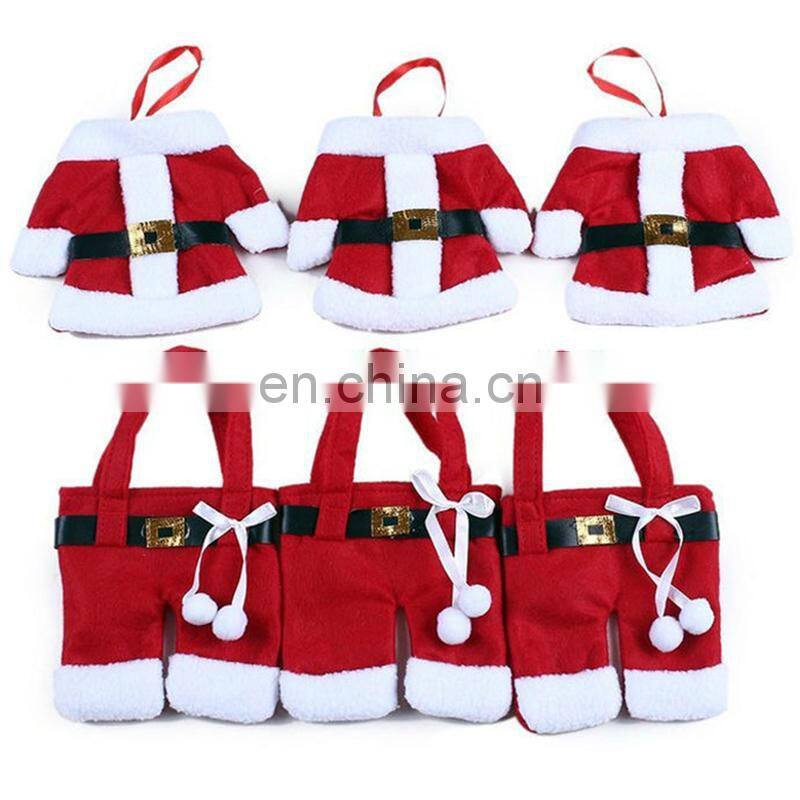 2Pcs/set Cute Christmas Santa Clothes and Pants Shaped Cutlery Silverware Holder Set Knives and Forks Pockets
